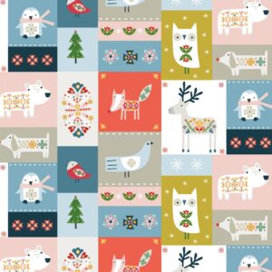 Bouquet cotone americano - Quadratini di natale - 5 FQ