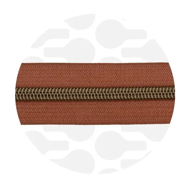 Cerniera continua 1 m - Cognac - Ottone antico