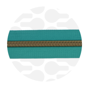 Cerniera continua 1 m - Teal - Ottone antico