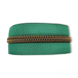 Cerniera continua 1 m - Jade Green - Ottone antico