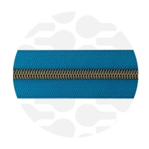 Cerniera continua 1 m - Lagoon Blue - Ottone antico