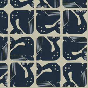 Cotone non sbiancato - By The Sea Side - Grumpy Whale Blue-Gray