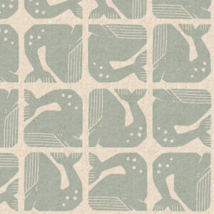 Cotone non sbiancato - By The Sea Side - Grumpy Whale Sky Blue